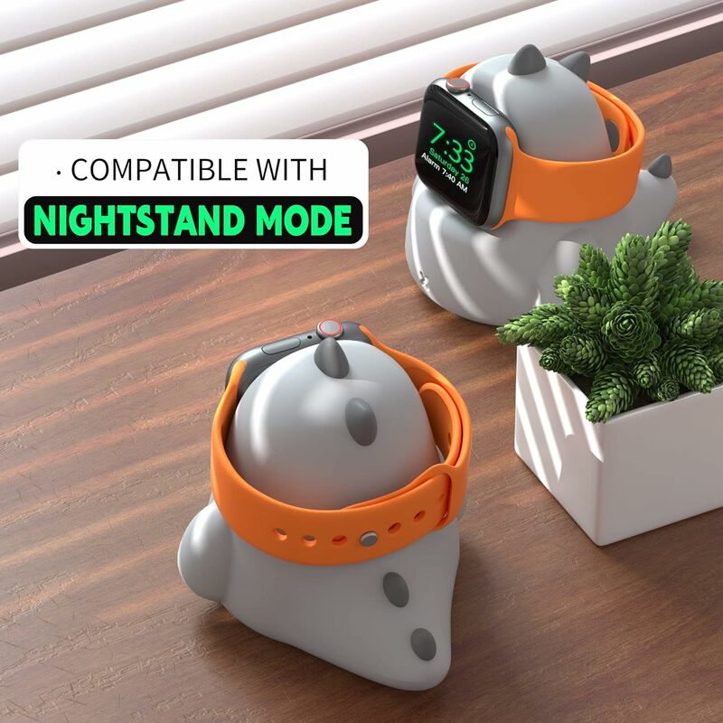 Suitable for Apple Watch iWatch, Charging Stand, Cute Dinosaur Shape, Anti-Drop Storage Watch, Silicone Base