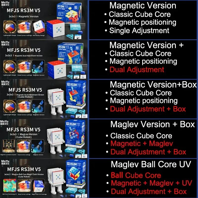 Moyu rs3m V5 3x3 từ ma thuật tốc độ Cube chuyên nghiệp Fidget Đồ chơi RS3 M 2023 V5 CUBO magico câu đố