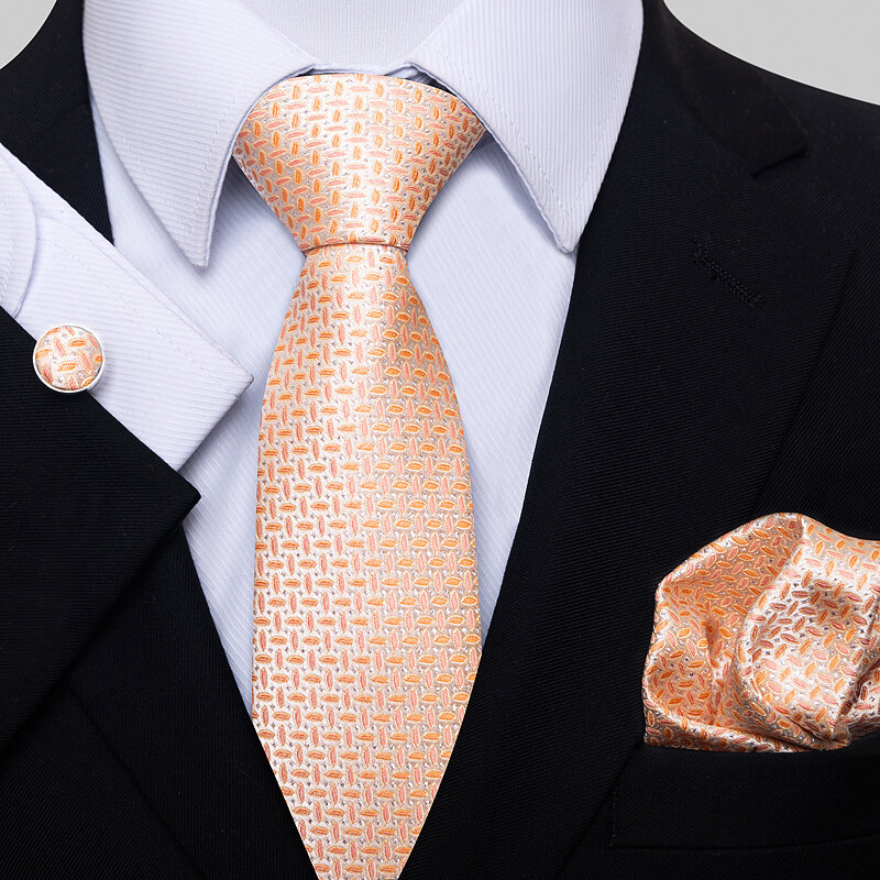 Classic Newest design 65 Colors  Tie Handkerchief Pocket Squares Cufflink Set Bow Tie Necktie Box Striped Fit Formal Party