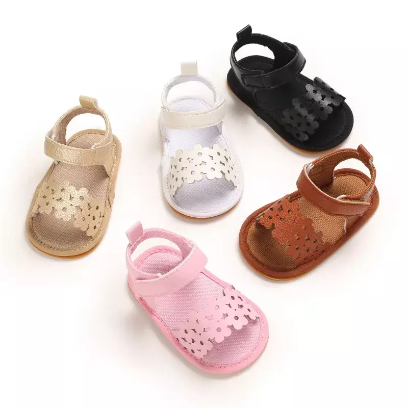 Сандалии для новорожденных девочек, Нескользящие, дышащие, летняя обувь для начинающих ходить принцесс