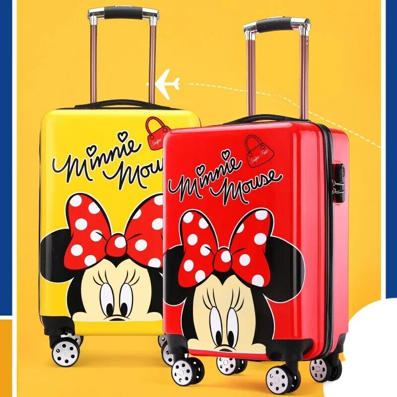 Disney-maleta de viaje con ruedas para niños, maleta con ruedas de dibujos animados de Mickey Mouse, maleta con ruedas, equipaje rodante de cabina encantador para niños, 20 pulgadas