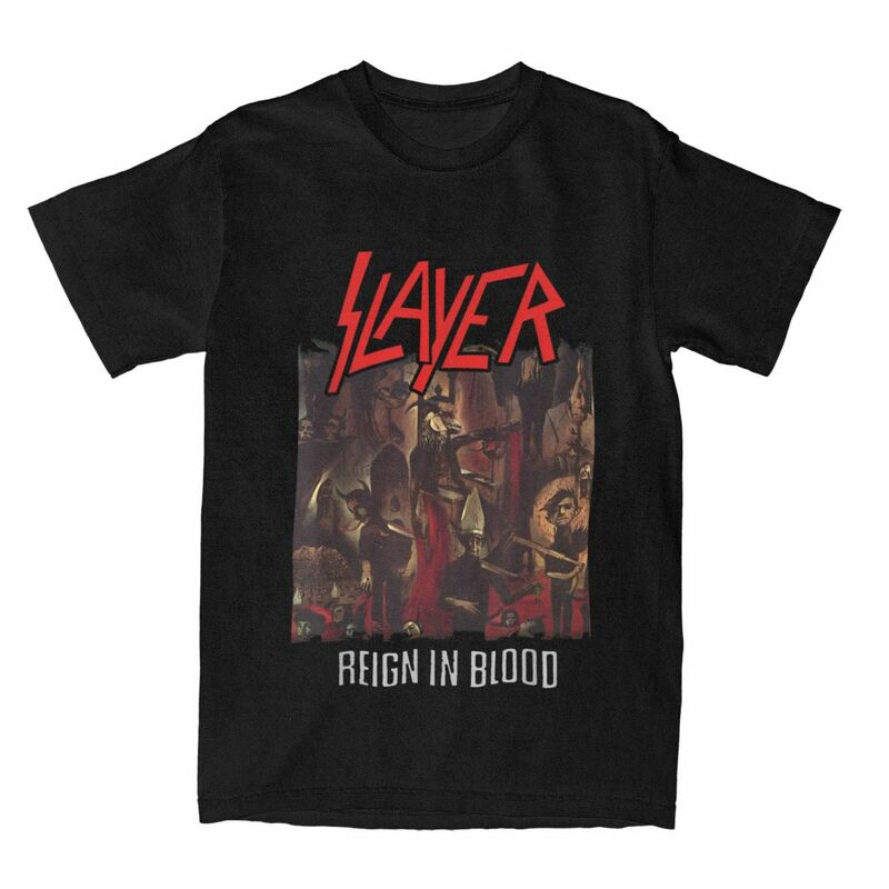 Men Slayers Metal Band Reign In Blood T Shirt 100% Cotton Tops Novelty Short Sleeve O Neck Tee Shirt Birthday Present T-Shirt