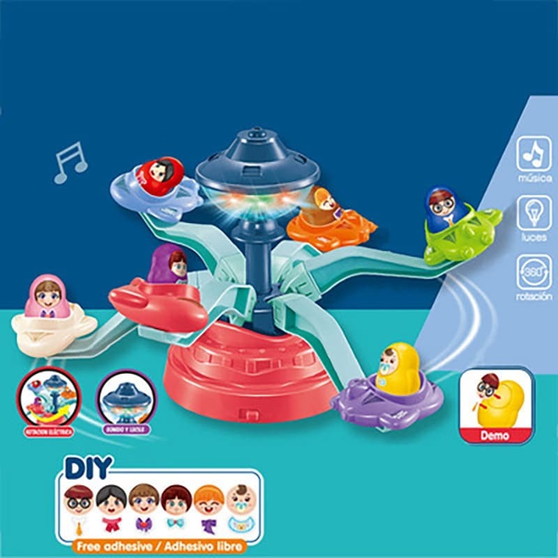 Electric Plane Rotating Light And Music Playground Ferris Wheel Friends Park Girl Figures City Toys For Children Gift