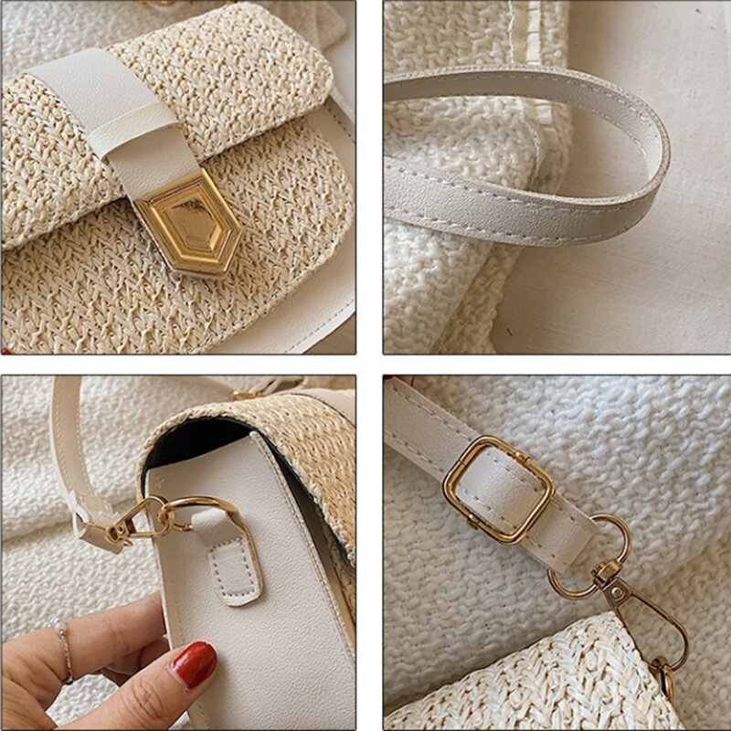Straw Bag Woven Bag Female Simple And Fresh One-Shoulder Messenger Bag Western Saddle Bag