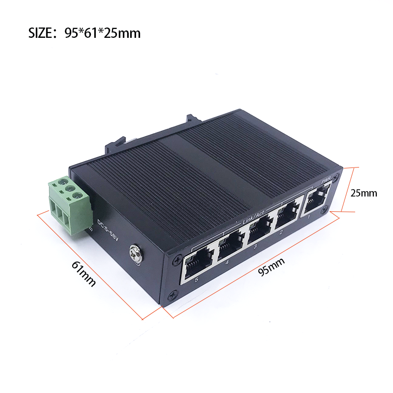 Nicht verwalteter Mini 5Port 10/100m 5V-58V 5Port 100m Port Industrie Ethernet Switch Blitzschutz 4kV, anti statisch 4kV
