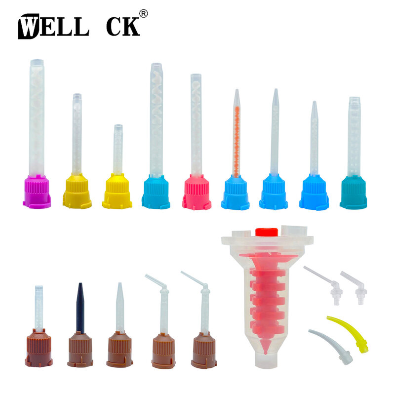 50pcs/Lot Dental Mixing Tips Impression Materials Lab Denture Laboratory Color Tubes Disposable Silicone Rubber