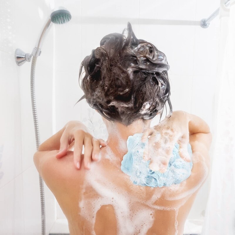 Spugne da bagno sfere a rete 4 colori plastica per il lavaggio del corpo Scrubber per la schiena bagno uomo donna