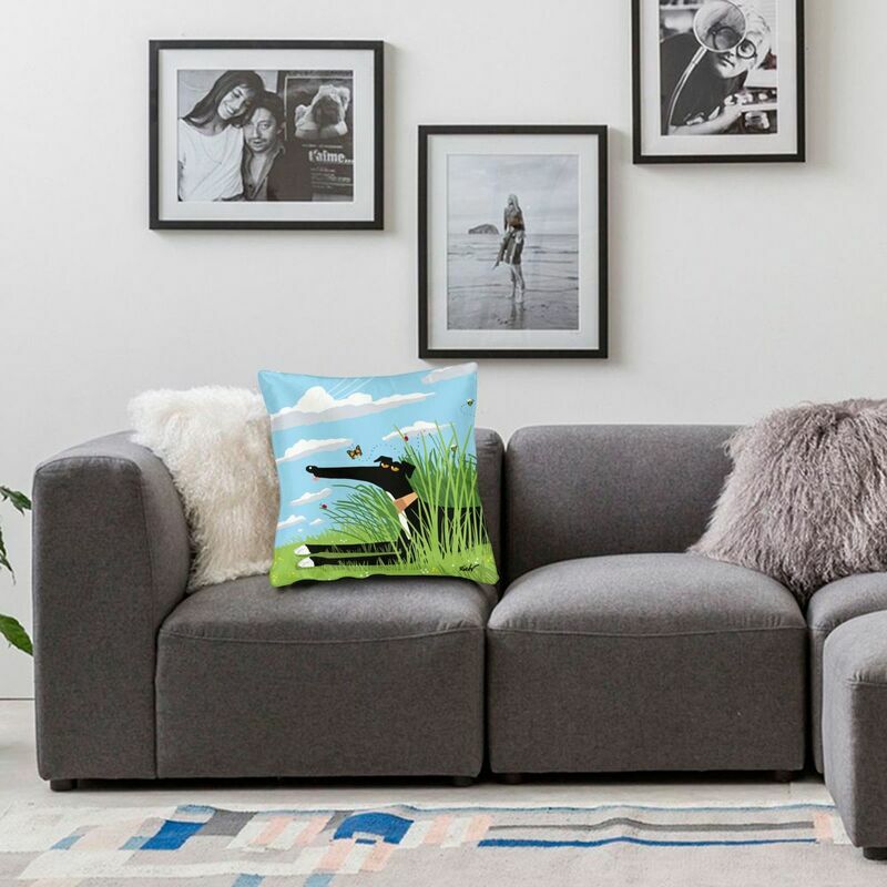Funda de almohada con diseño de galgo vibrante para sofá, cubierta de cojín de felpa corta con diseño de dibujos animados, Whippet, perro, para decoración del hogar