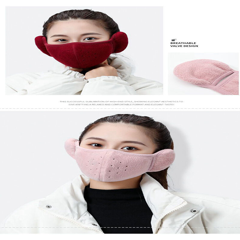 Winter Thermal Face Mask Fashion Fleece Half Face Cover Neck Warmer Ear Protection Windproof Cycling Ski Hiking Sports Headwear