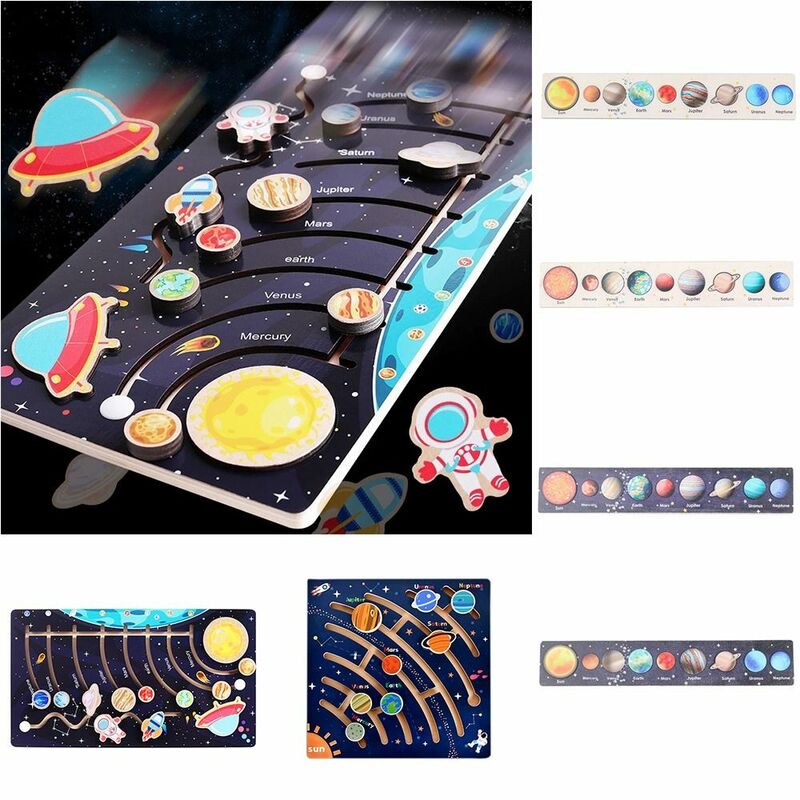 Planetas Montessori De Madeira Matching Board, Universo Sistema Solar Puzzle, Adorável Brinquedo De Astronomia, Imaginação