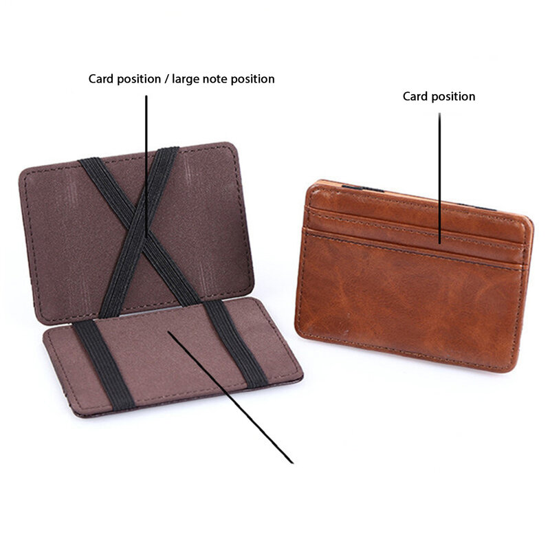 1 Pc Magic Card Holder Men Slim Wallet Credit Card Slots PU Leather Bifold Small Purse Compact Money Purse Cash Bag 2023 New