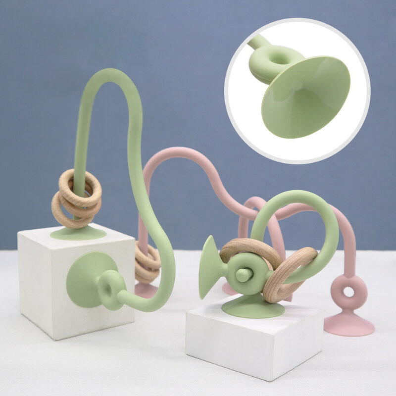 Nowy drewniany pierścień dla dzieci miękki silikon gryzak ząbkowanie niemowlęcia zabawka do żucia akcesoria dla dzieci zabawki dla niemowląt
