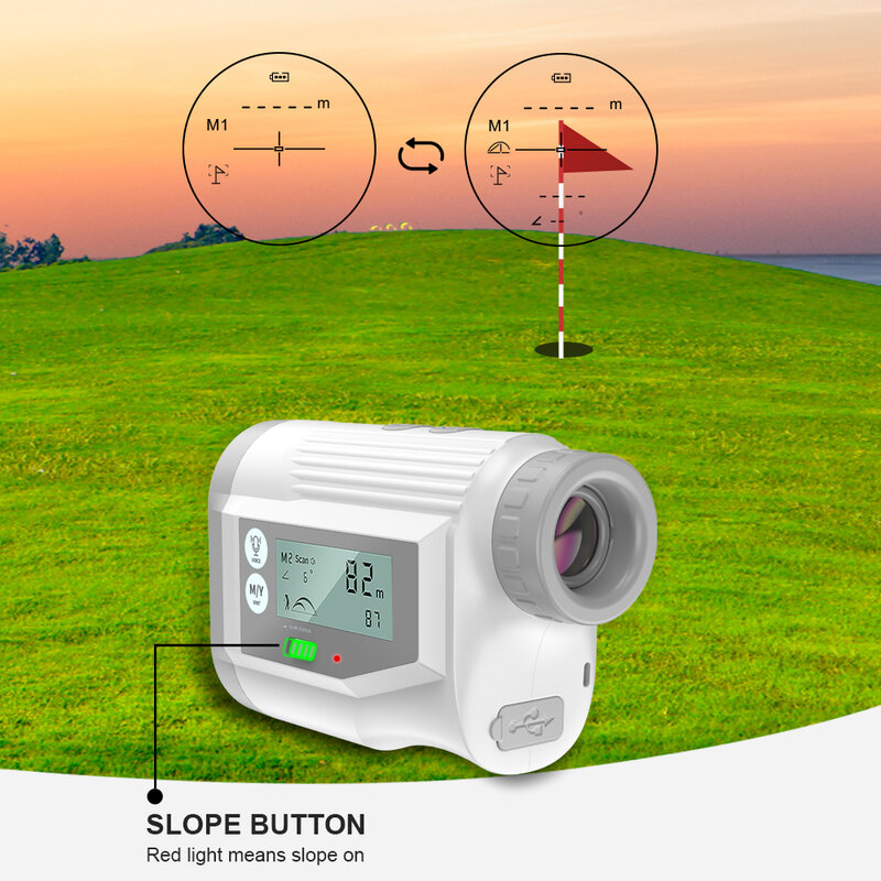 Pengukur Jarak Laser Golf Promosi USB Isi Ulang dengan Kompensasi Kemiringan untuk Pengukur Jarak Golfer Lasser Berburu Monokular