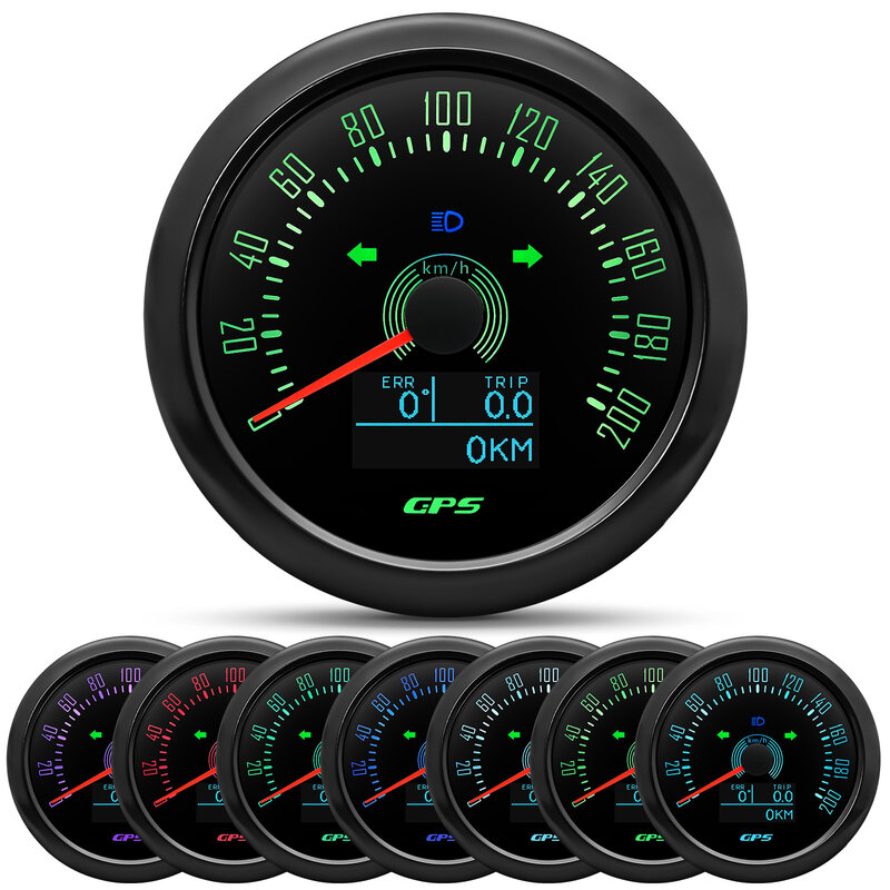 Velocímetro GPS impermeable con antena GPS, medidor de velocidad de 85MM con retroiluminación de 7 colores para motocicleta, barco, coche, camión, 12V, 24V