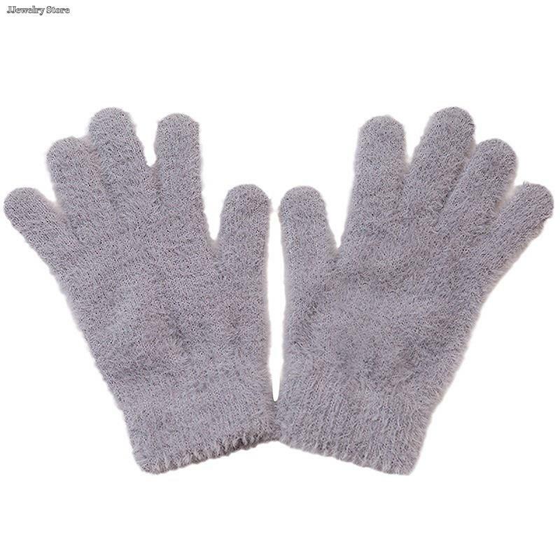 Einfarbige Nachahmung Nerz Samt Student Outdoor Fäustlinge Voll finger Guantes Mode Frauen Männer warmen Winter kälte beständigen Handschuh
