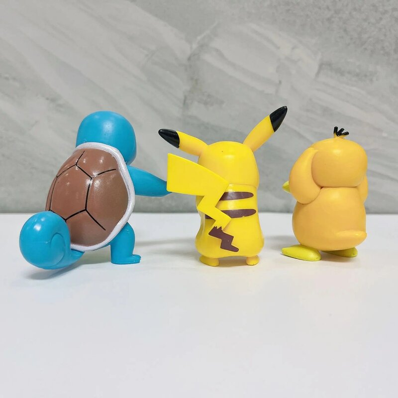 6Pcs/Set Pokemon Action Figure Toy Pikachu PVC Cake Decoration Squirtle Car Ornaments Psyduck Model Kids Birthday Xmas Gifts