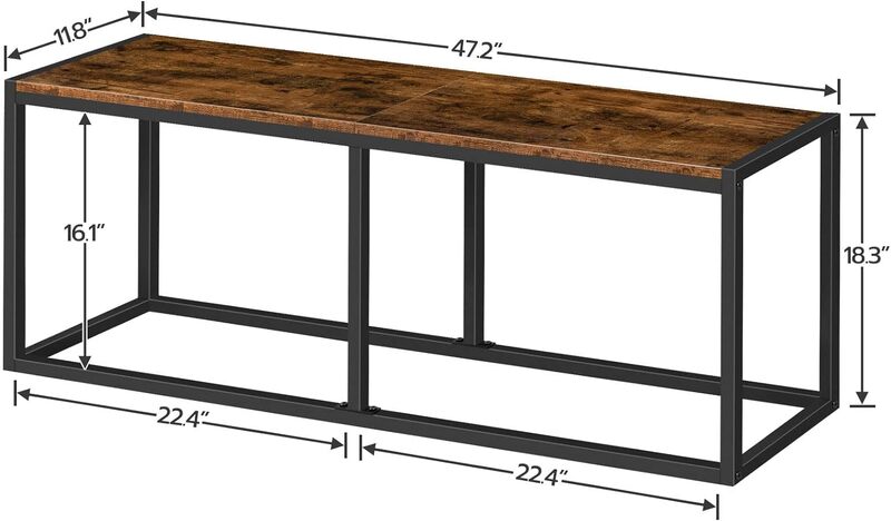 HOOBRO Dining Bench, 47.2 Inch Table Bench, Industrial Style Kitchen Bench, Steel Frame, Easy to Assemble, for Kitchen,