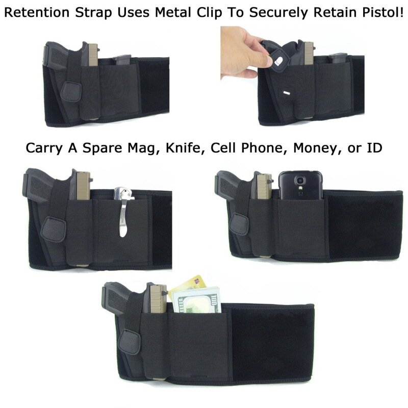 Handheld Military Tactical Pistol Holster Portable Hidden Wide Belt Holster Cellphone Outdoor Hunting Shooting Defense Holster