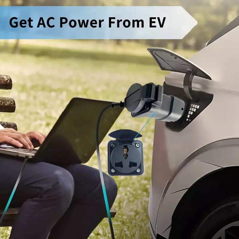 V2L Discharger untuk tipe 2 adaptor kabel EV debit mobil mendukung MG BYD Kia Hyundai Discharge V2L kendaraan ke tipe 2