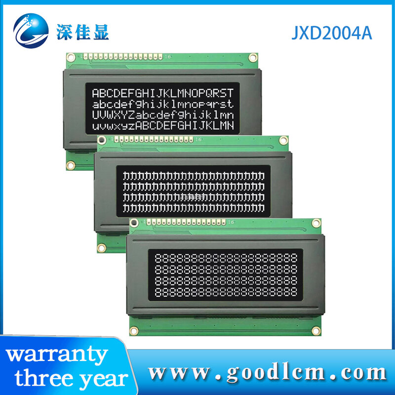 2004 character LCD 20x4lcm LCD module VA white characters on black background 5V  HD44780 controller or ST7066 or AIP31066