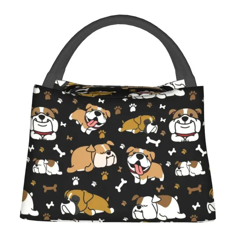 Cute English Bulldog Thermal Insulated Lunch Bag British Dogs Lunch Container for Outdoor Camping Travel Storage Meal Food Box