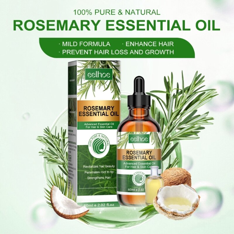 Rosemary Hair Care Essential Oil Hair Growth ป้องกันผมร่วงผมเรียบผมร่วง Nourishing เติมเต็ม C1FF