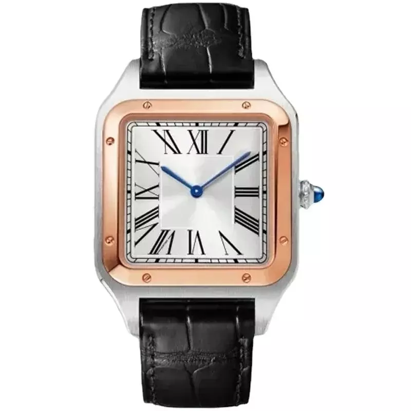 Reloj de cuarzo de lujo para hombre y mujer, pulsera deportiva de cuero azul, oro rosa, negro, blanco, esfera romana, amante, nuevo