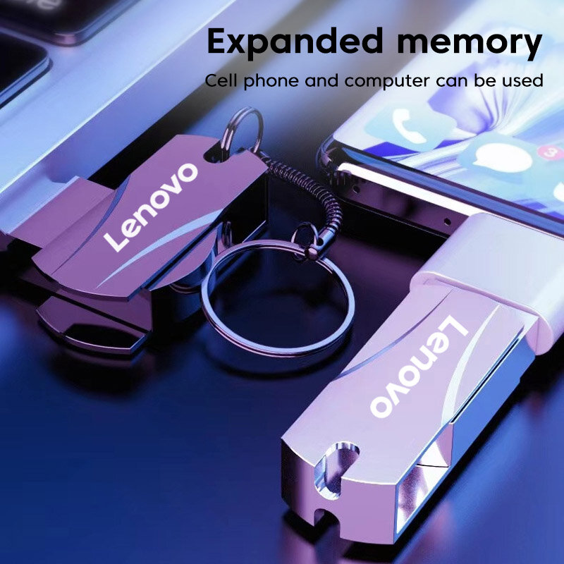 Lenovo-unidad Flash de disco USB de Metal, 16TB, USB 3,0, transferencia de archivos de alta velocidad, 2TB, 8TB, capacidad Ultra grande, impermeable, estilo mecánico