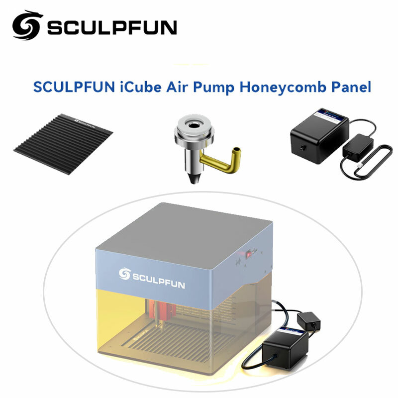 SCULPFUN iCube 벌집 작업 테이블, 레이저 조각기 보호, 레이저 절단, 15L/min 공기 펌프, 저소음 저진동