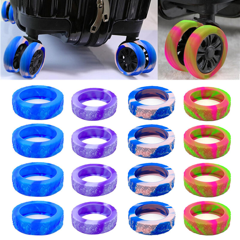 Protector de ruedas de equipaje de silicona, accesorios de cubierta, 8 piezas