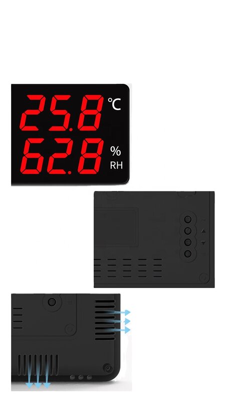 To Alarm Clock Thermometer And Hygrometer Temperature Humidity Meter Digital Display with Large Screen