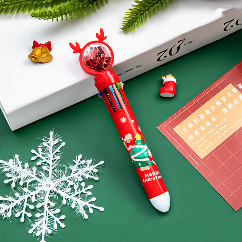 Bolígrafo retráctil de dibujos animados de Navidad, bolígrafos de animales para estudiantes, suministros escolares de oficina