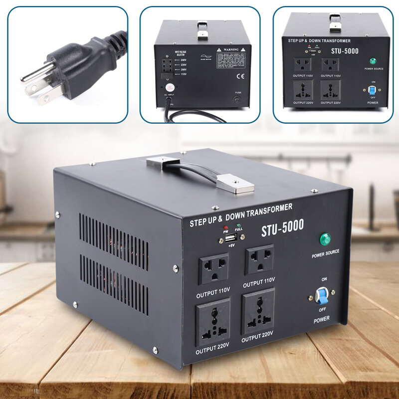 5000 watowy transformator elektryczny USB 110 ⇋ 220V konwerter napięcia USA