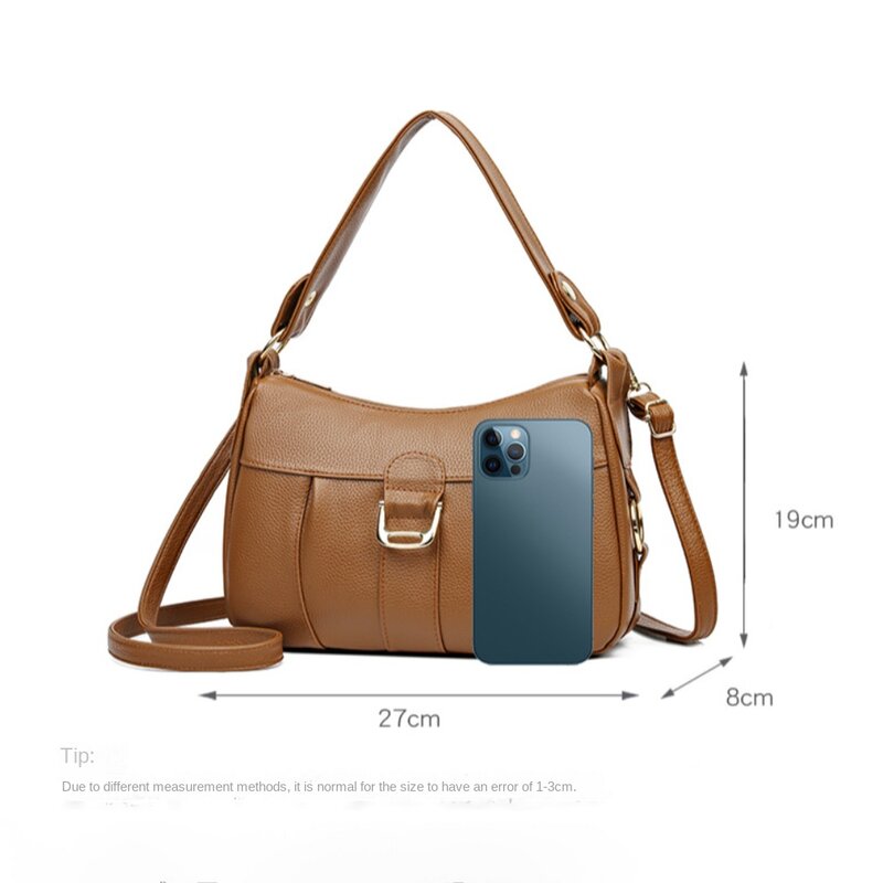 Solid Color Retro Tote Bag Trendy Square Shape PU Soft Leather Shoulder Bag Crossbody Leisure Bag