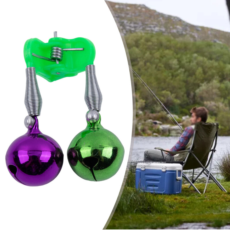 Cloche de pêche en métal avec clip en plastique, 1 pièce, cloche à vis, cloches à double anneau, accessoires de pêche, 1/5/5 cm