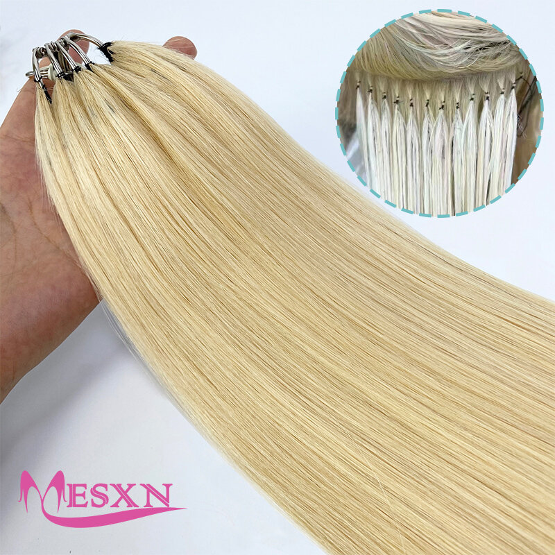 MESXN-extensiones de cabello con plumas, Cabello 100% humano Real, Natural, cómodo e Invisible, 16 "-26", marrón, Rubio, para salón