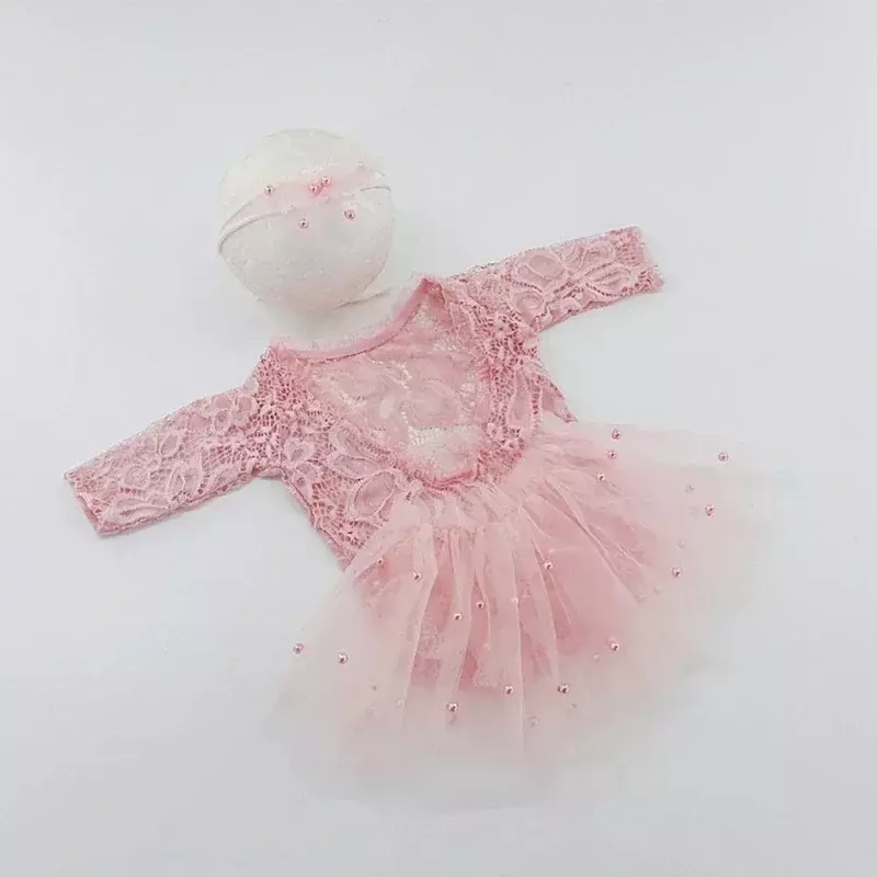 Детское платье принцессы повязка на голову и комбинезон комплект для фотосъемки 0-6 месяцев для маленьких девочек