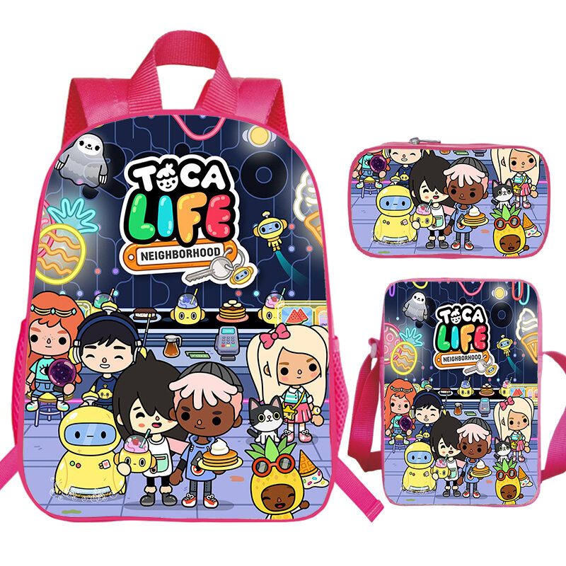 Gra Toca Life World plecak 3 sztuk/zestaw chłopcy dziewczęta Anime plecak dzieci tornister w stylu Oxford studenci codziennie Mochila Toca Boca Bagpack