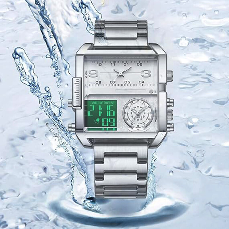 Reloj de cuarzo para hombre, resistente al agua, 30m, pantalla analógica-Digital
