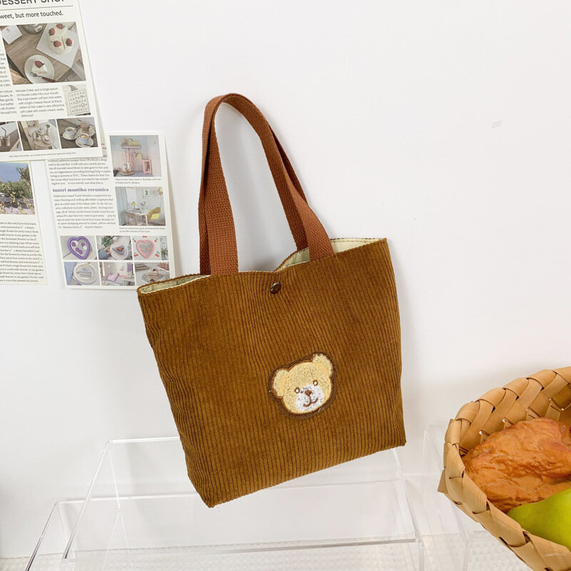 Милый вельветовый маленький шоппер в Корейском стиле, сумка-тоут для женщин, женские мини-сумки для девочек, сумки для обеда, тканевая сумка для покупок, ручная сумка