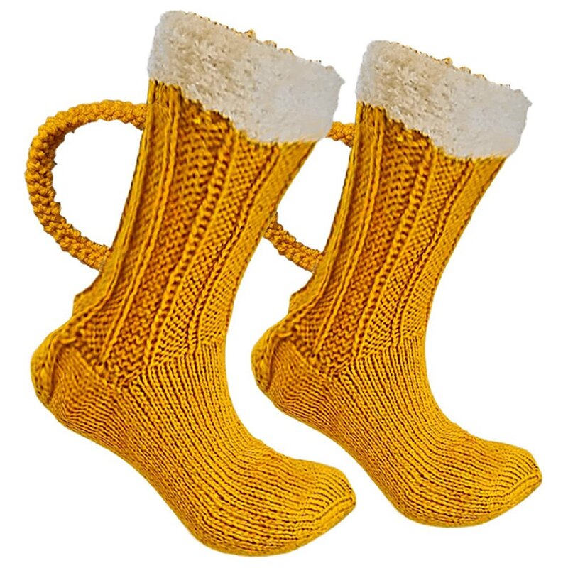 Chaussettes de sol créatives drôles, chaussettes tricotées créatives, chaussettes de bière à la mode, fête de vacances
