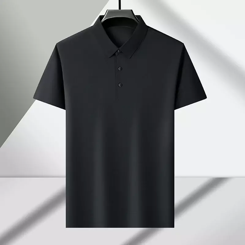 Camiseta de manga corta sin escarcha para hombre, informal de negocios, Color sólido, versátil, a la moda, novedad de verano