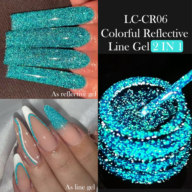LILYCUTE-Polonês Gel Liner Reflexivo Colorido Glitter, Pintura Espumante, Semi Permanente, Linhas de Gel UV, Francês, 5ml