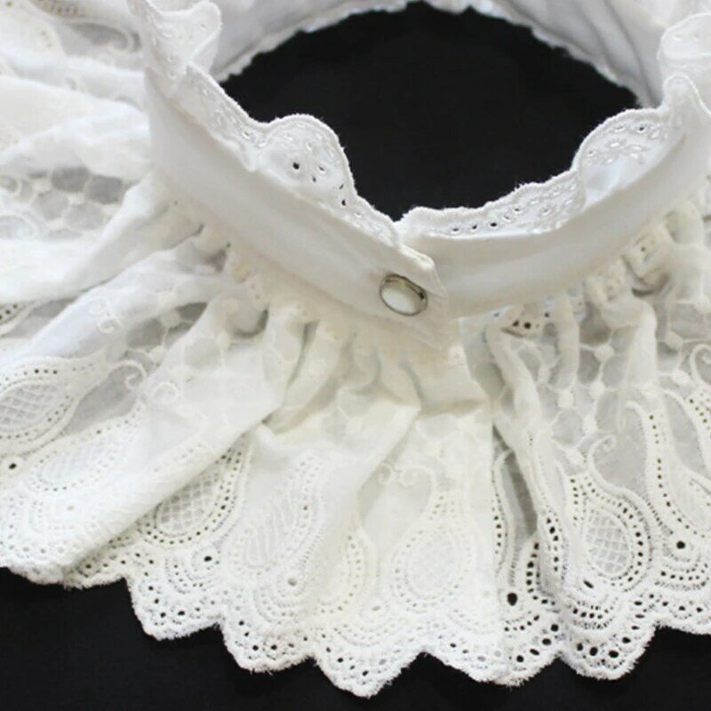 Women Vintage Embroidery Paisley Big Shawl Ruffled Stand Fake Collar Victorian Steampunk White Scarf Half Shirt Drop Shipping