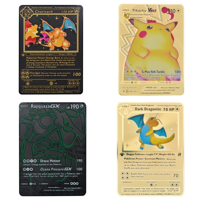 Tarjeta Dorada de Pikachu Mew Charizard, Anime, regalo para niños, juego de batalla, Colección, diferentes colores, súper