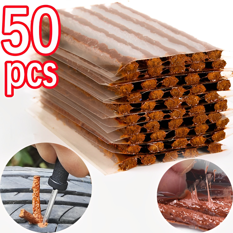 50pcs Tire Repair Strips Tubeless Rubber Stiring Glue Seals Tyre Puncture Studding for Truck Car Motorcycle Accessories Tools
