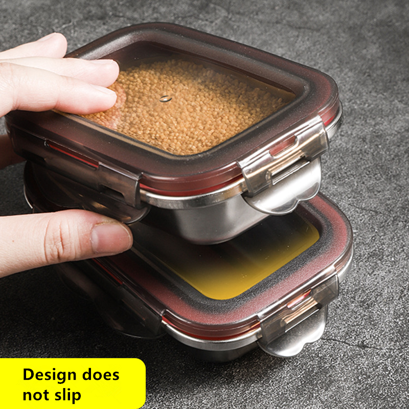กล่องเบนโตะสแตนเลสอาหารกล่องเดินทางกันรั่วกล่องดอง304สำหรับใช้ในครัวเรือนไมโครเวฟความร้อน