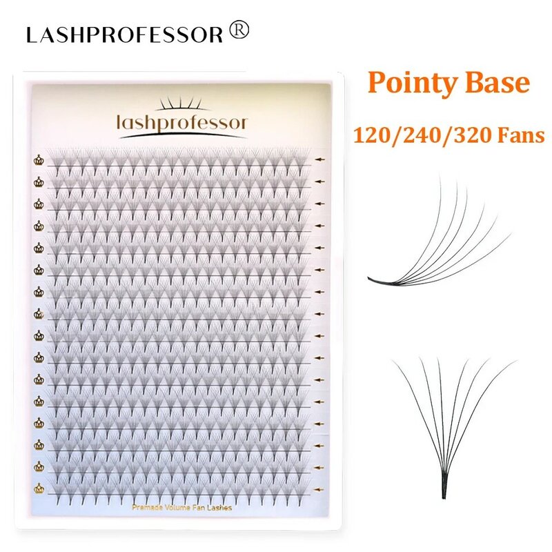 Lashprofessor-Sharp Narrow Base Eyelash Extension, Volume Fans, Premade Lash, Narrow Base, Russo, Pointy Stem, Eyelash, 8-15mm, 3D, 6D, 8D, 14D
