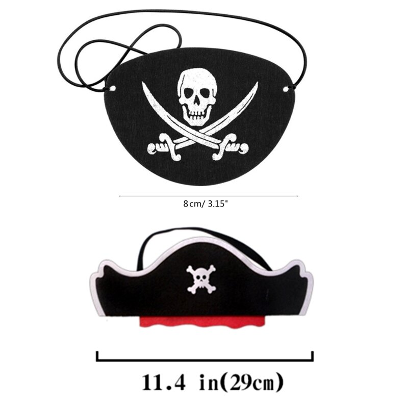 Halloween Headband Eye Patches Wearable Pirate Hat Hairband Cosplay Costume Headpiece for Women Child Festival Accessory