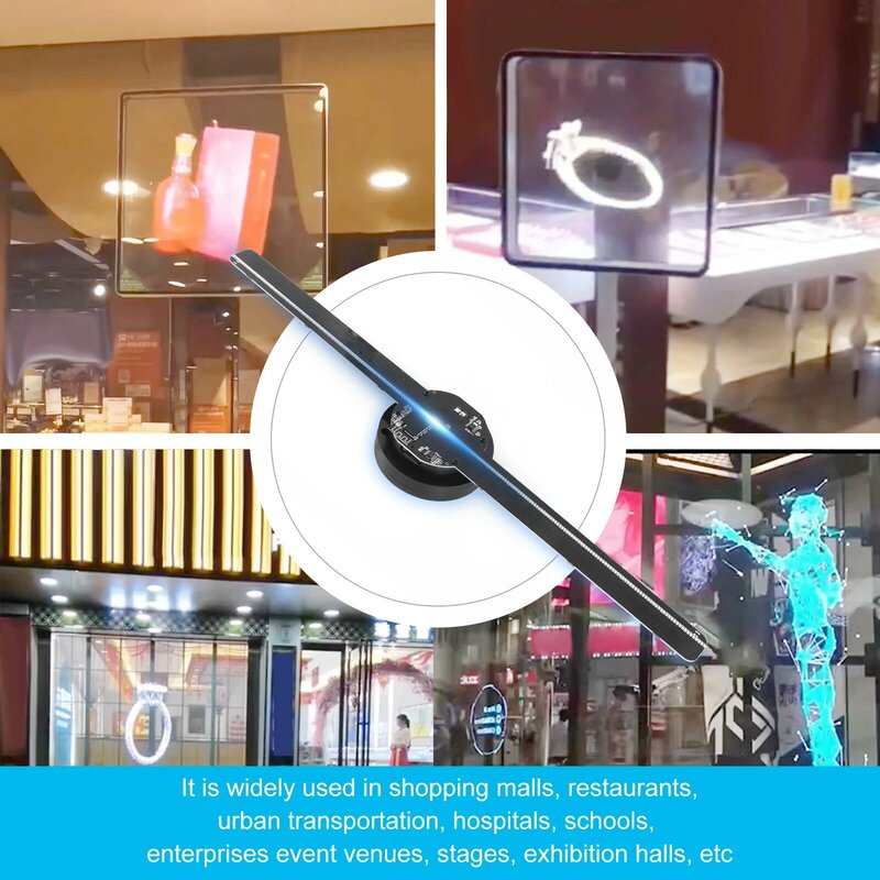 Proyector holográfico 3D de 42cm/16,5 pulgadas, lámpara LED con WiFi 224, carga de luces holográficas 3D, reproductor de imágenes holográficas para publicidad